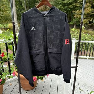 Vintage Adidas Rutgers Scarlet Knights Windbreaker Jacket Full Zip Sz XL Black